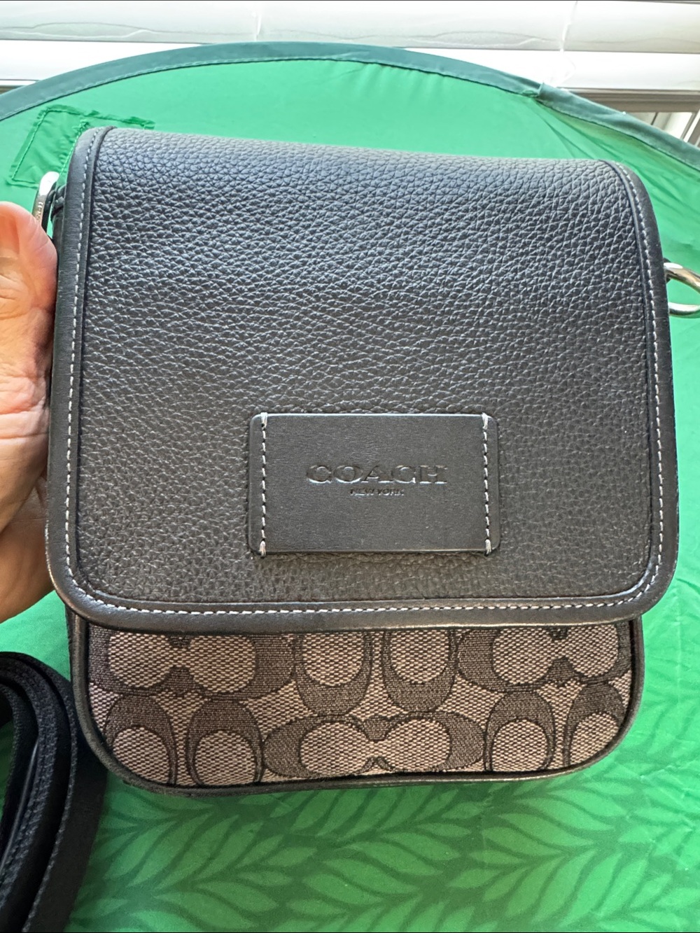 😎Coach Black 🖤Leather and Brown Signature Canvas Crossbody🖤 - Picture 8 of 17